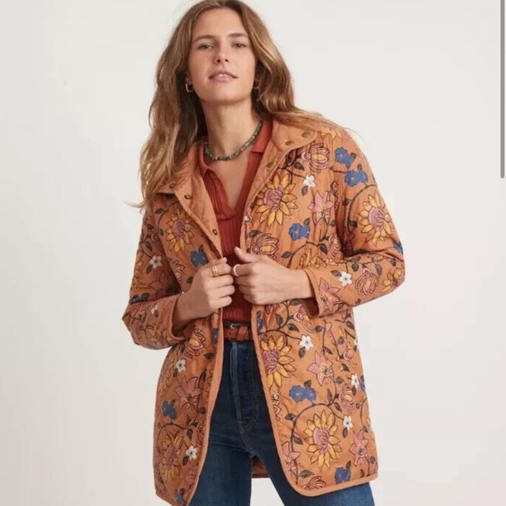 Marine Layer Quilted Reversable Burnt Orange and Blue Utility Jacket